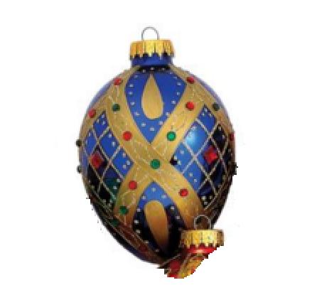 Design juweel ei kerstbal in stijl - blauwgoud 12 cm) | GG0243_03
